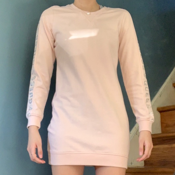 pink long sleeve t shirt dress